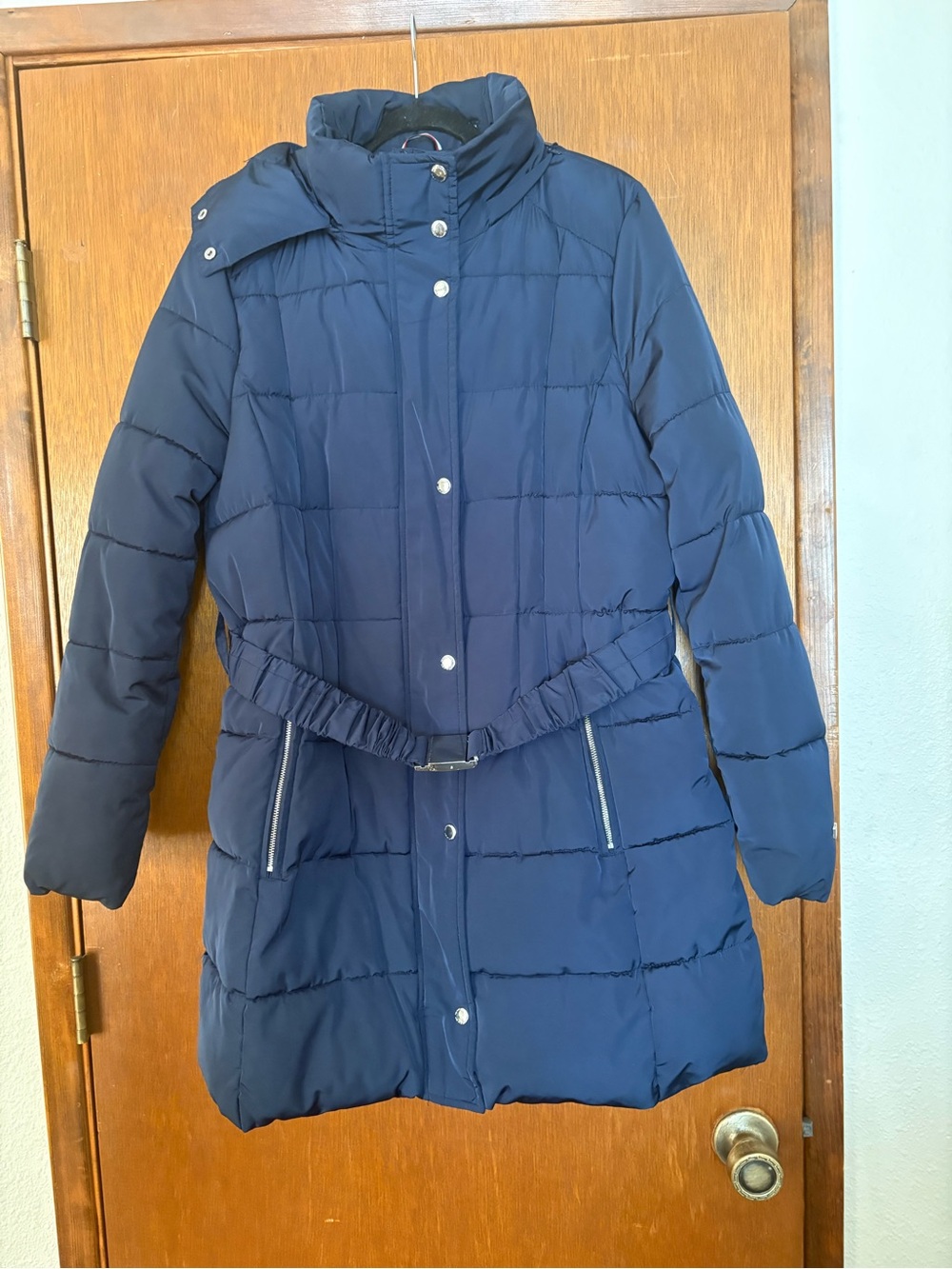 Women’s Tommy Hilfiger Navy Quilted Belted Puffer Coat